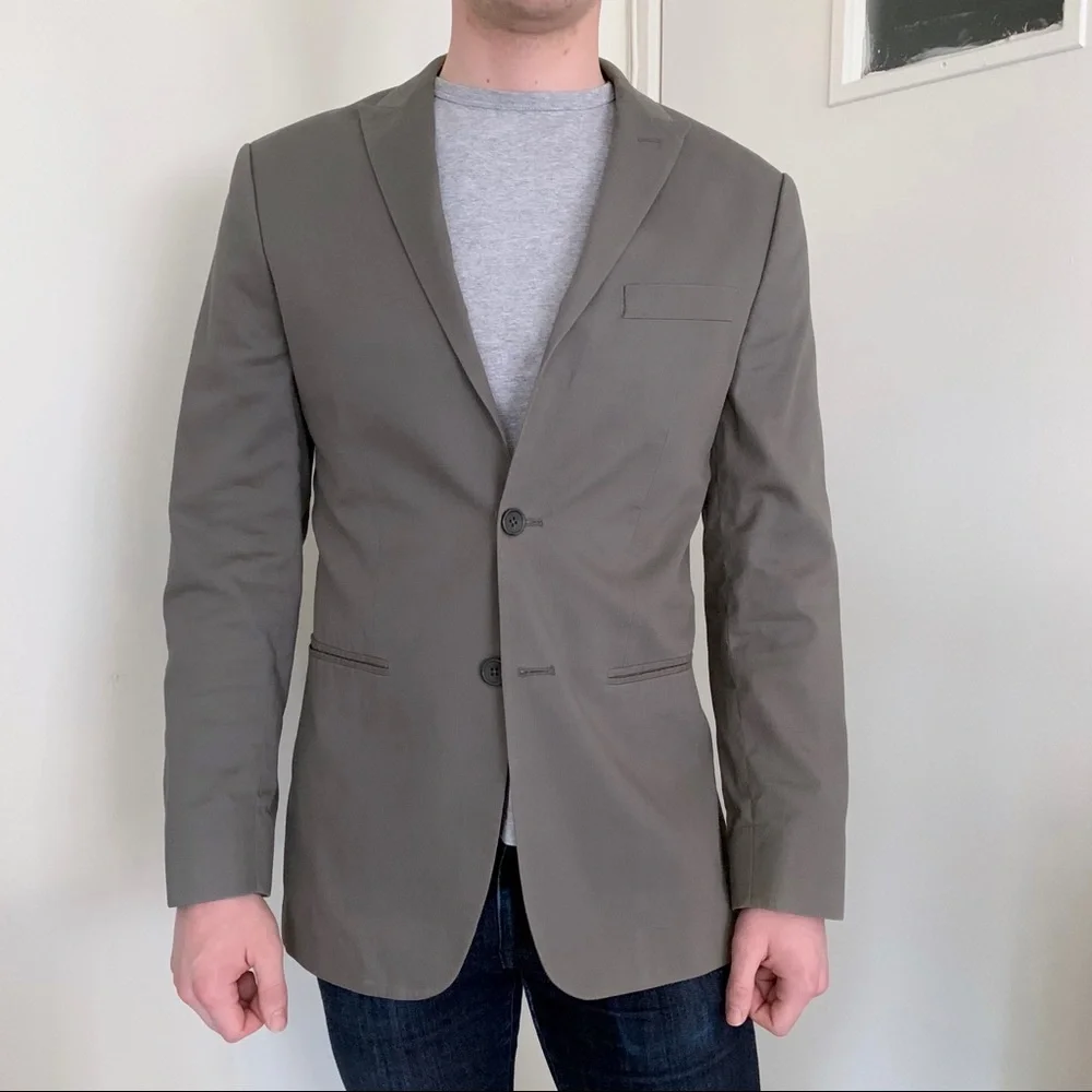 Banana Republic cotton gray blazer suit jacket old money summer academia preppy